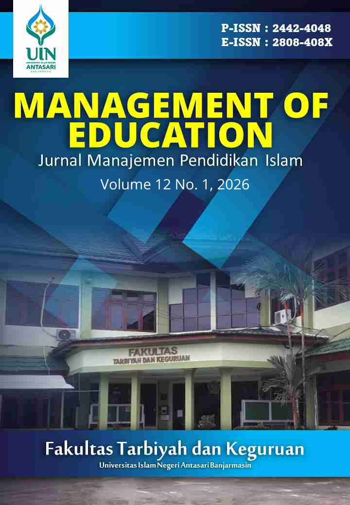 					View Vol. 12 No. 1 (2026): Management of Education: Jurnal Manajemen Pendidikan Islam In-Press
				